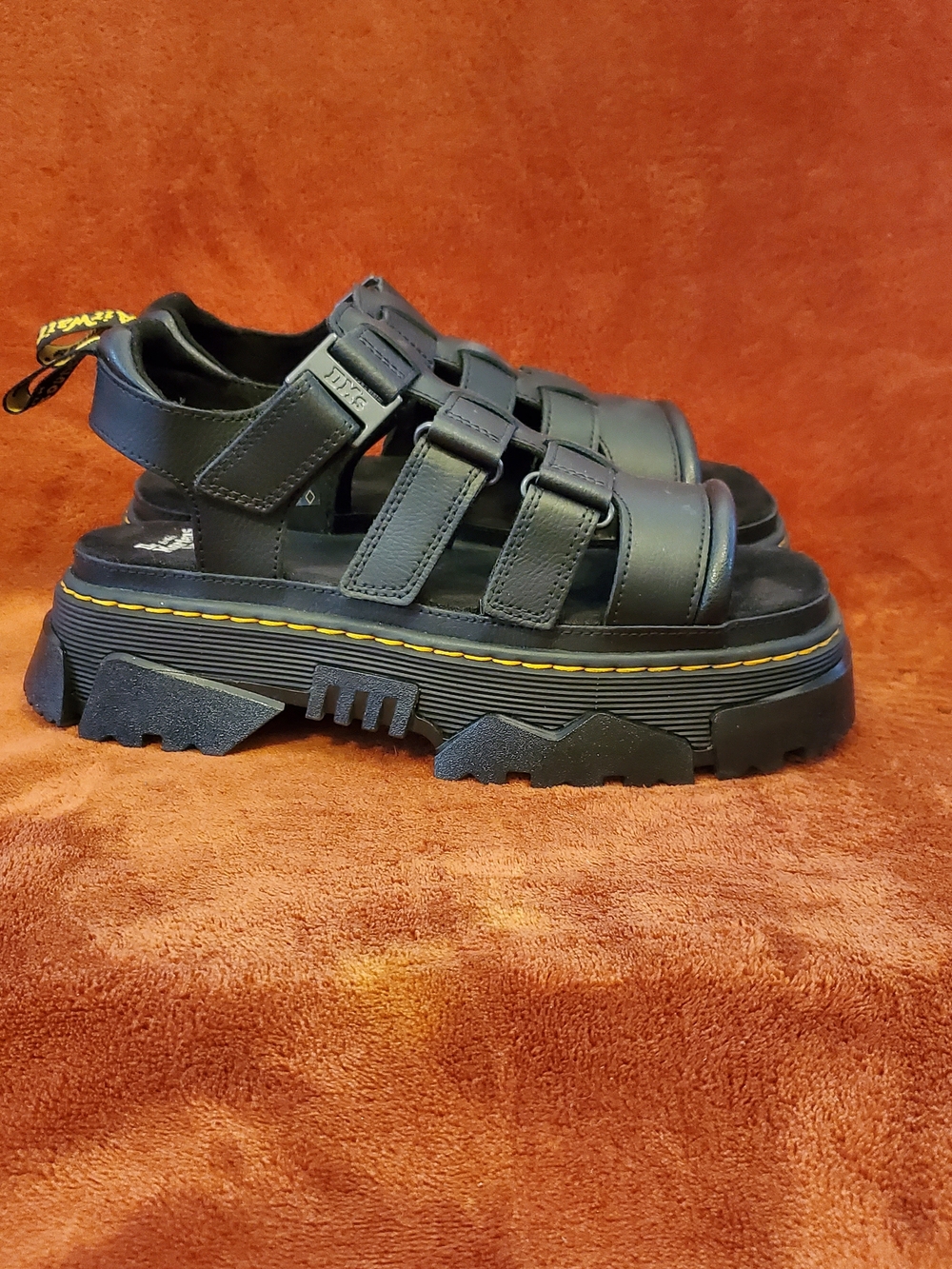 NEW Dr. Martens Black Leather Platform Fisherman Sandals